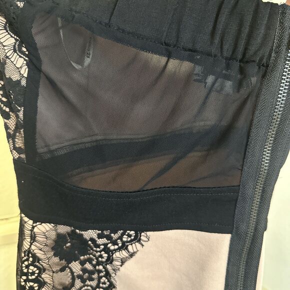 Dusty Rose & Black Lace Strapless Short Party Dress Womens juniors Large - Picture 7 of 11